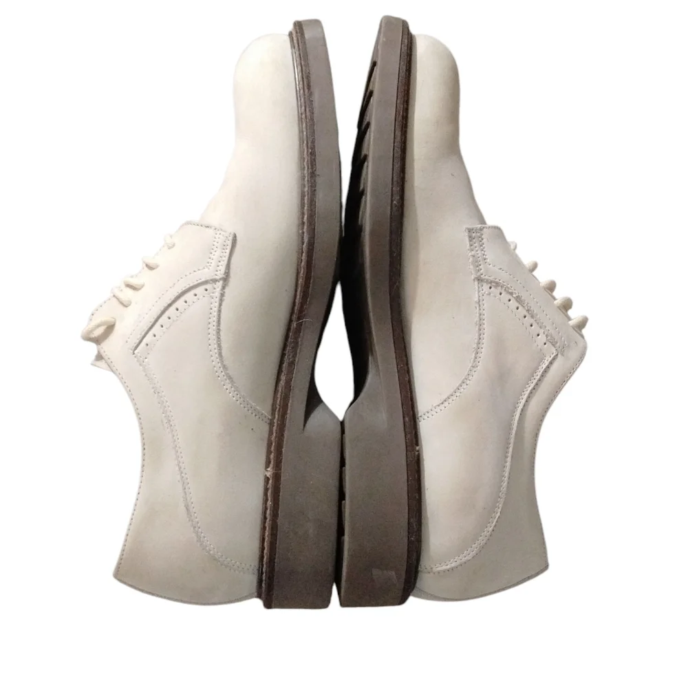 Johnston & Murphy Cream Oxfords Classic Lace Up Leather Shoe Size 9 M
